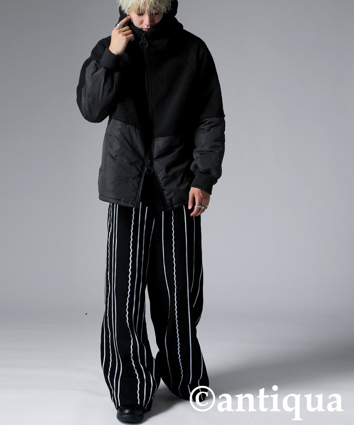 Mixed-Material Quilting Jacket Men's