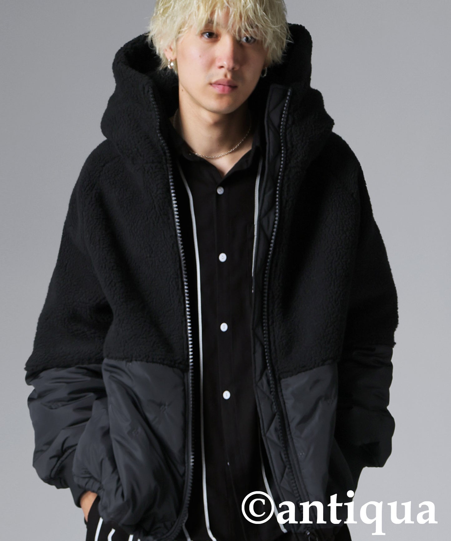 Mixed-Material Quilting Jacket Men's