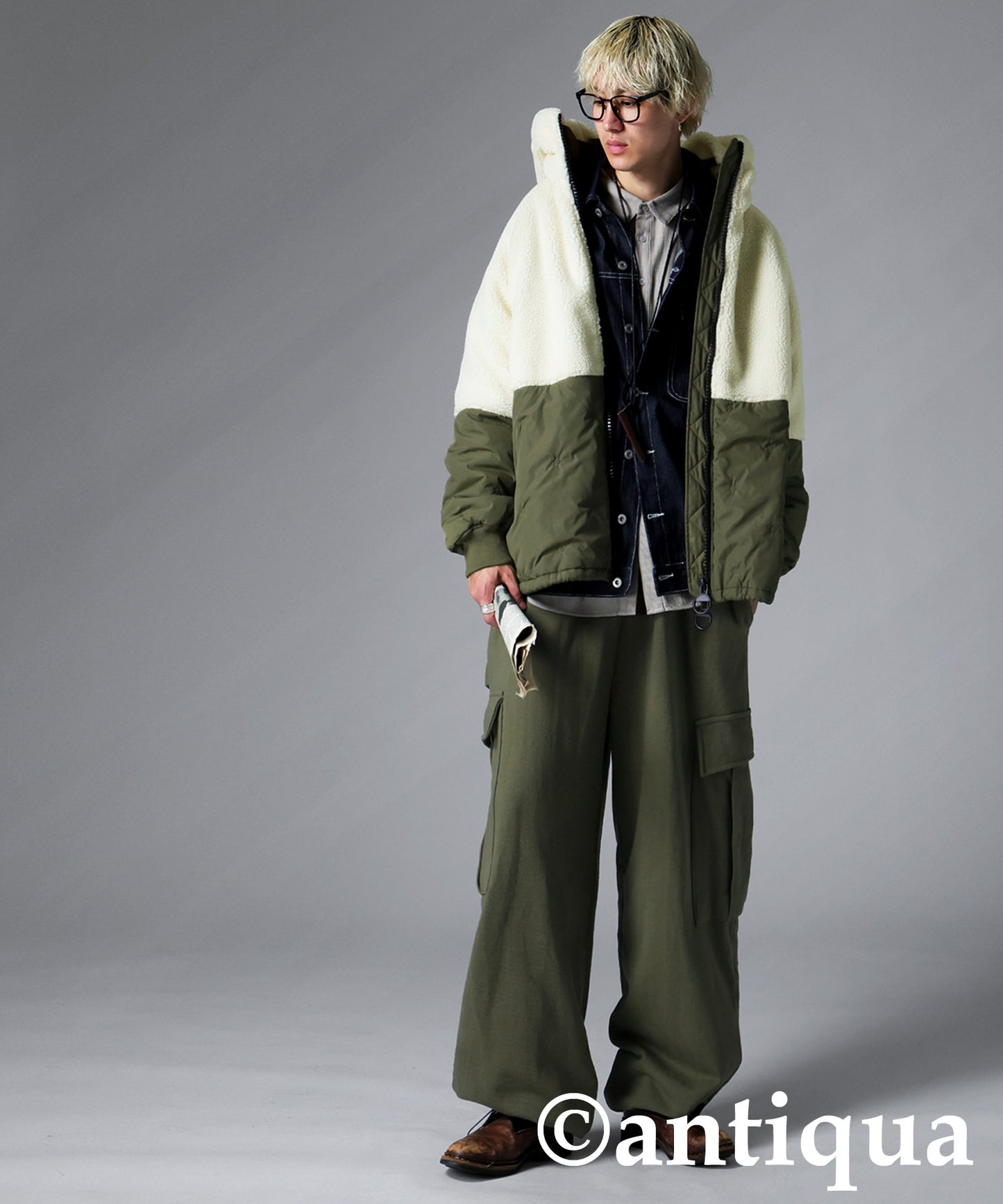 Mixed-Material Quilting Jacket Men's