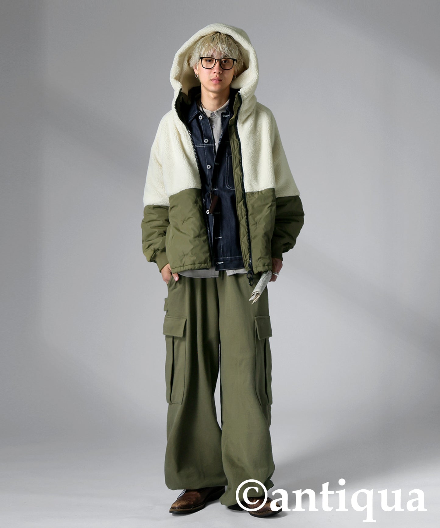 Mixed-Material Quilting Jacket Men's