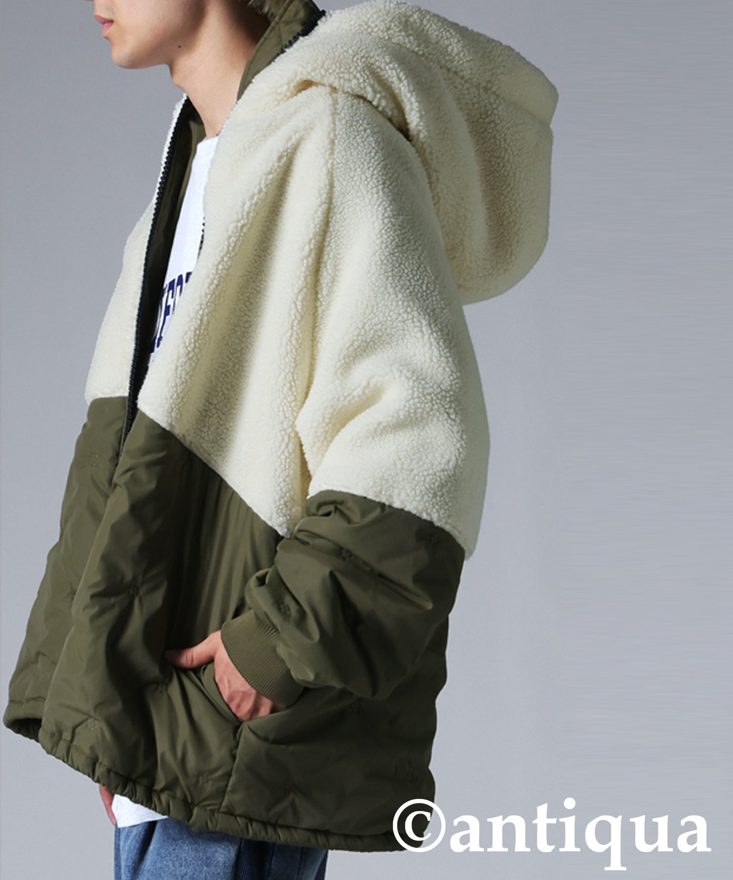 Mixed-Material Quilting Jacket Men's