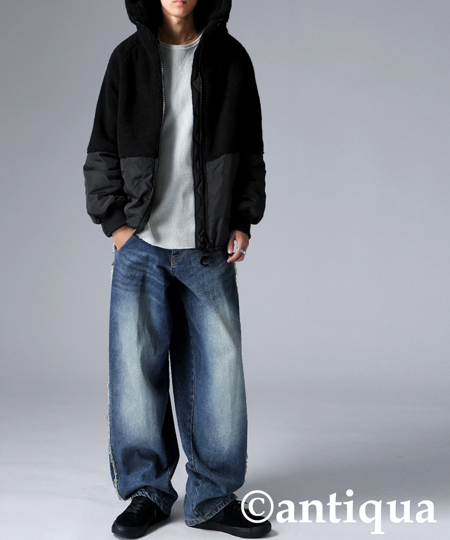 Mixed-Material Quilting Jacket Men's