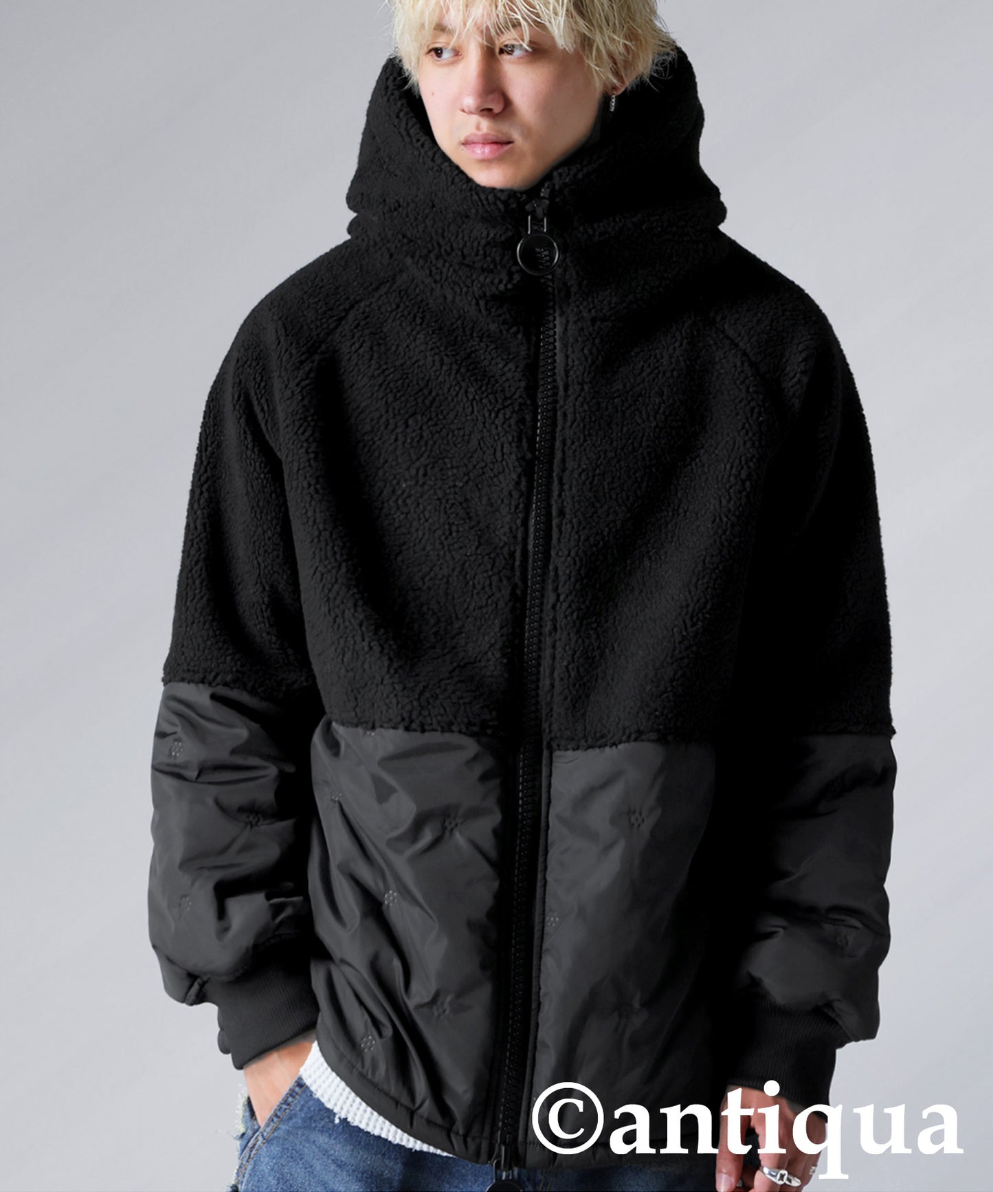 Mixed-Material Quilting Jacket Men's