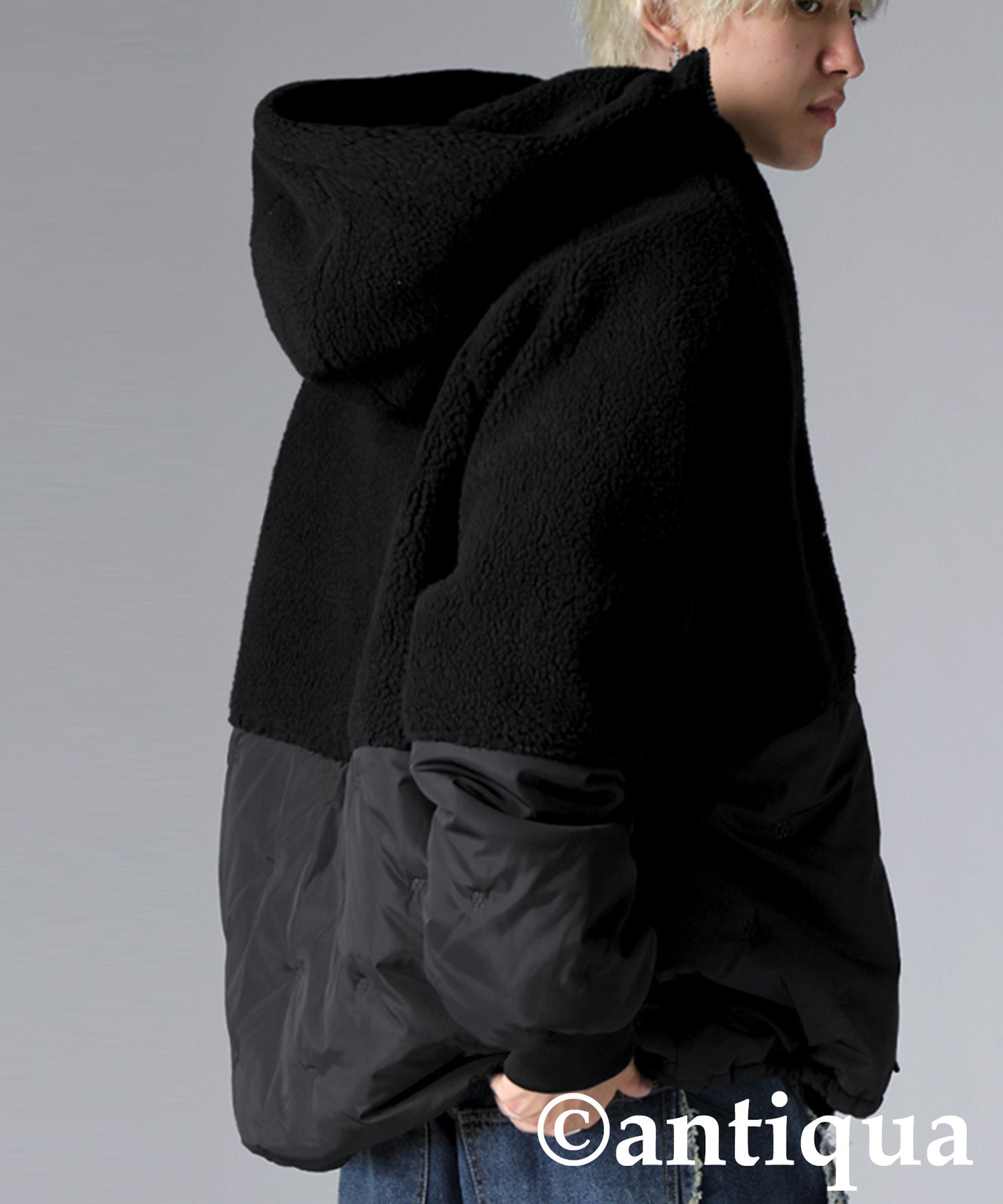 Mixed-Material Quilting Jacket Men's