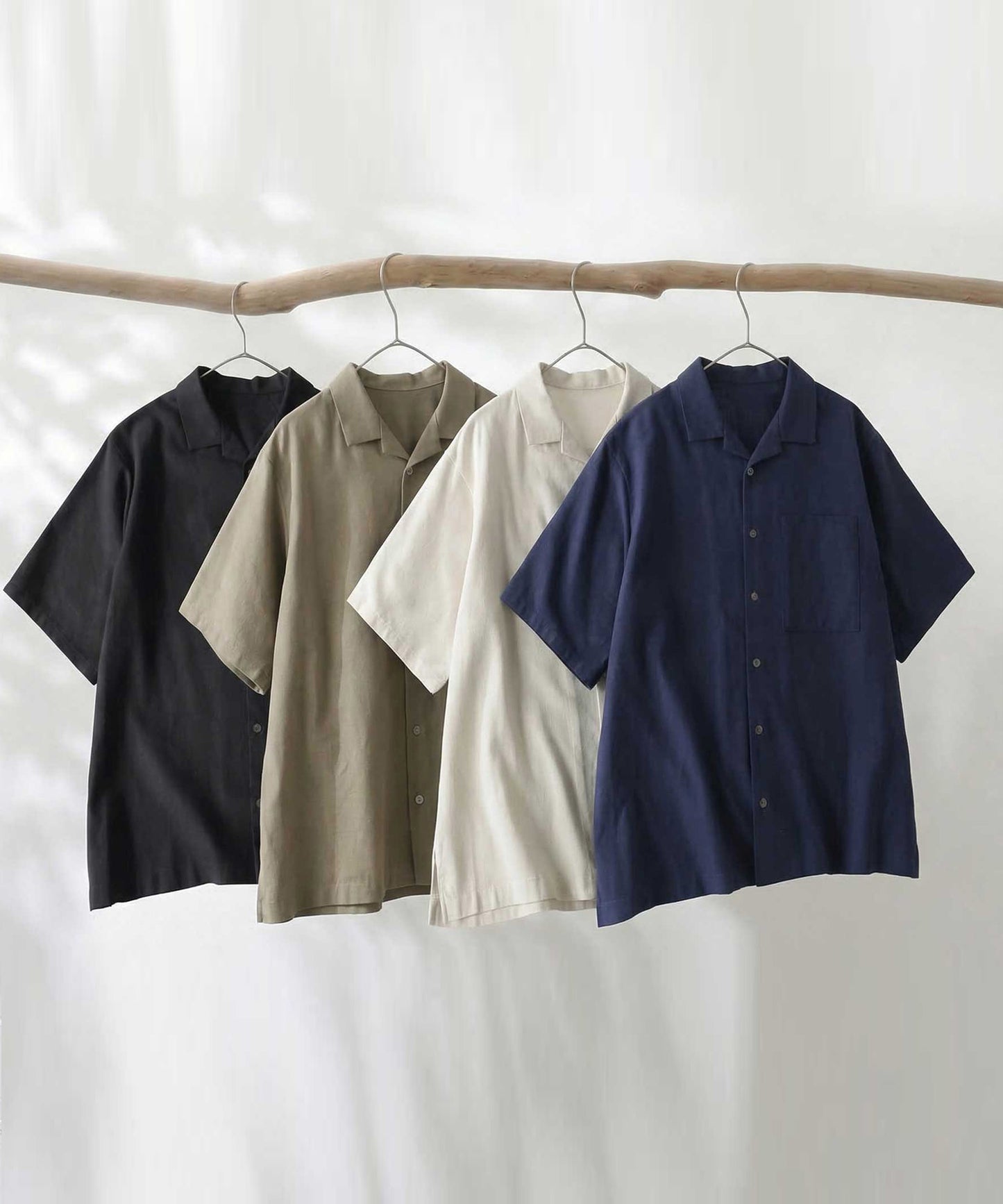 Open-Collar Linen Blend Shirt Men’s