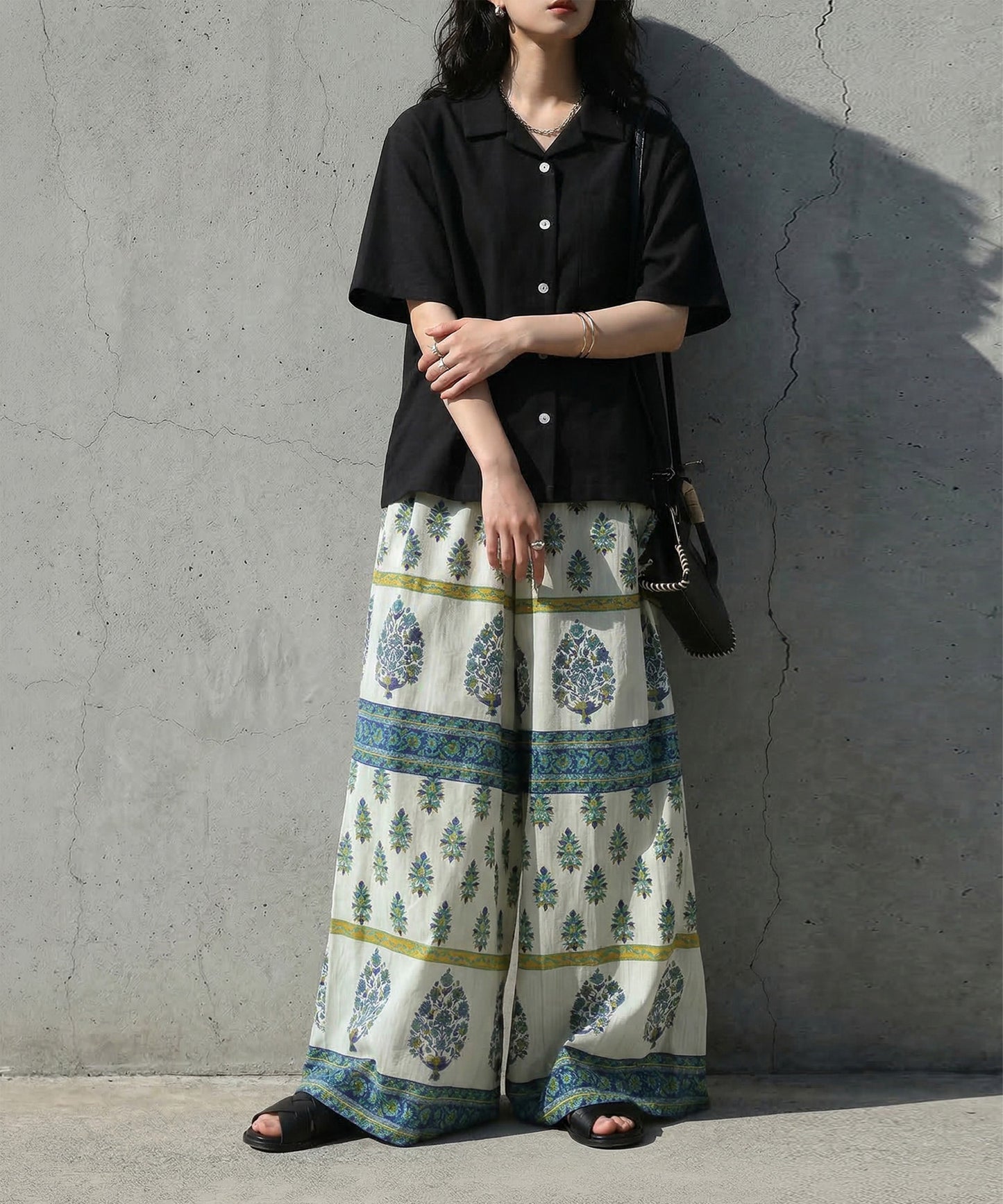 Open-Collar Linen Blend Shirt Ladies
