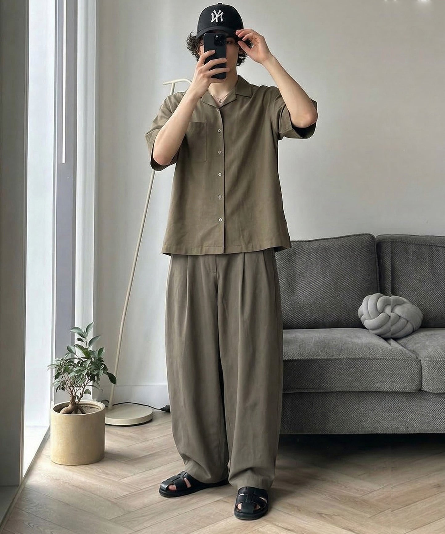 Open-Collar Linen Blend Shirt Men’s