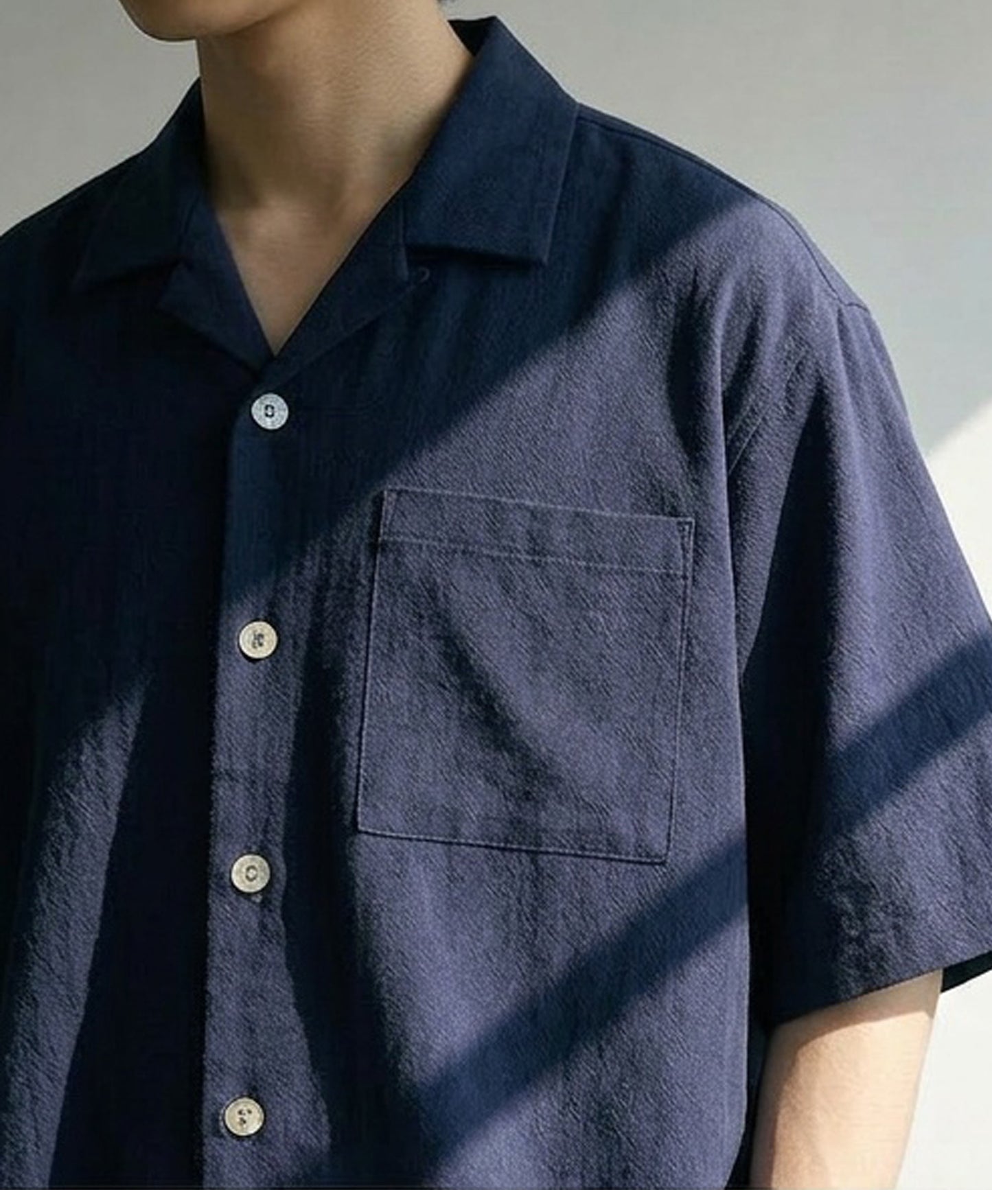 Open-Collar Linen Blend Shirt Men’s