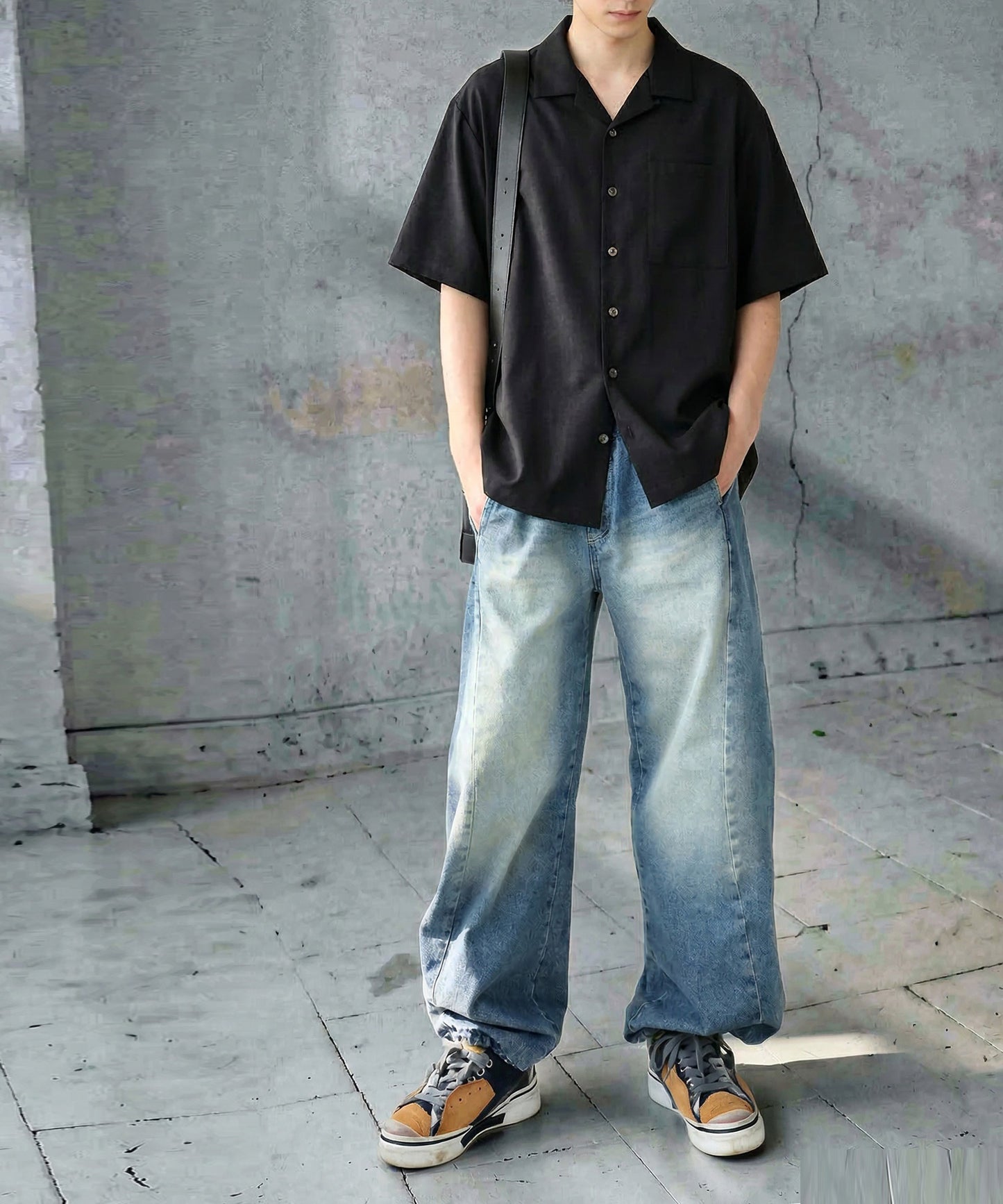 Open-Collar Linen Blend Shirt Men’s