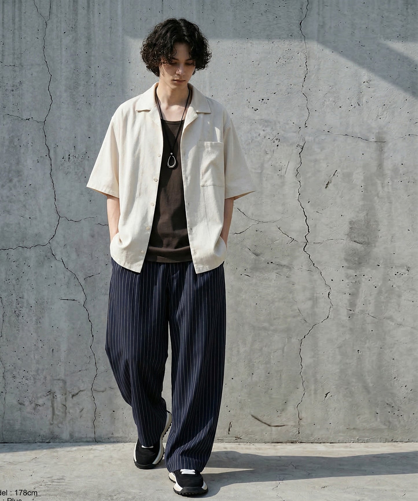 Open-Collar Linen Blend Shirt Men’s