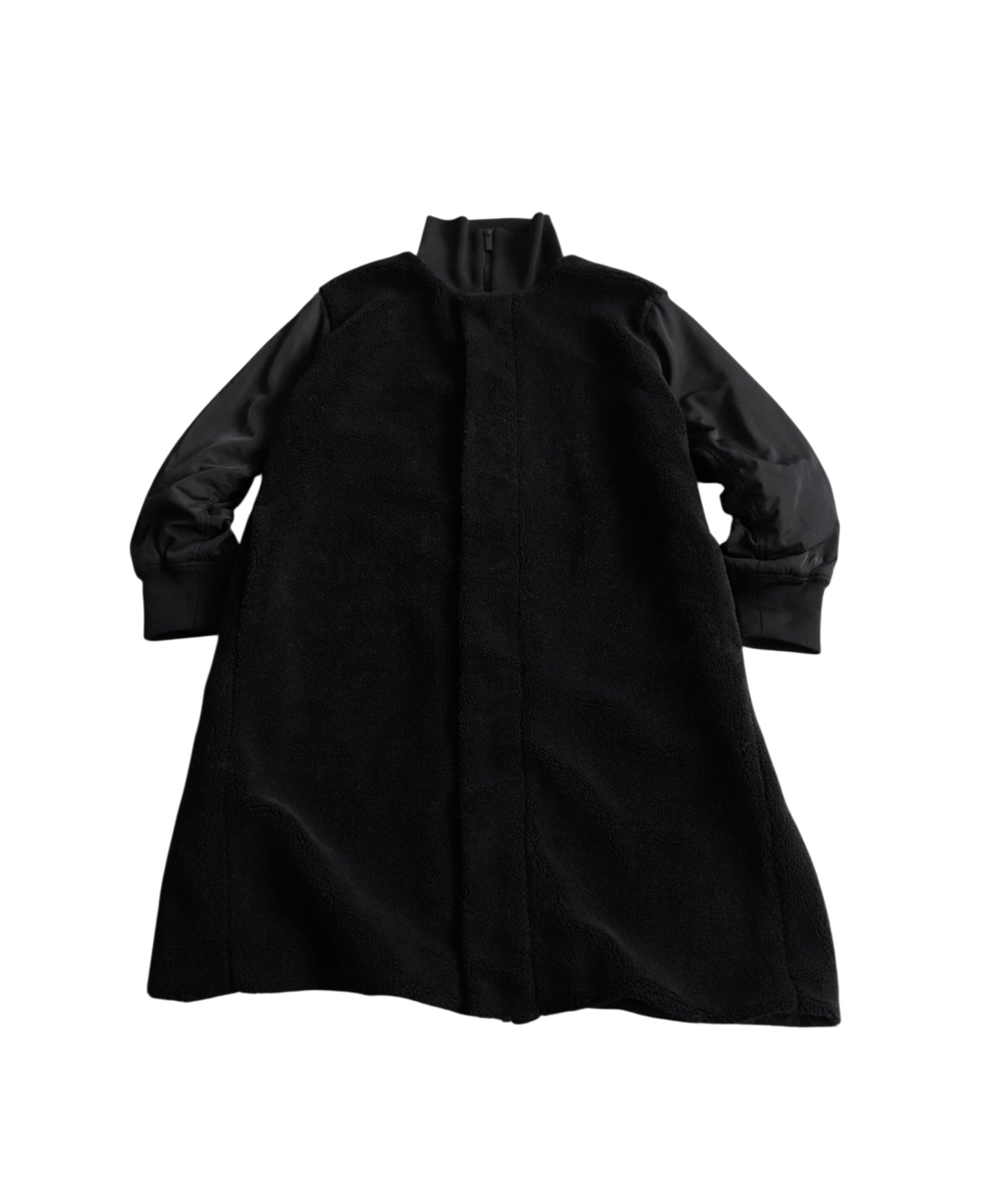 Mixed-Material Docking Boa Long Coat Ladies
