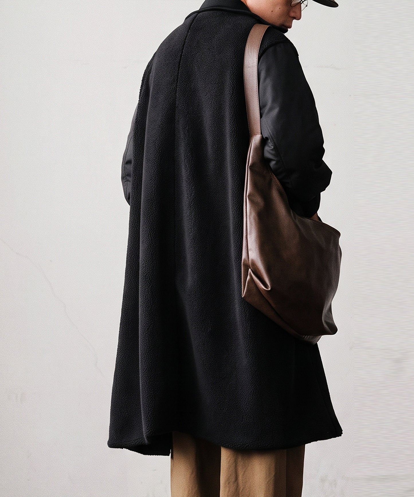 Mixed-Material Docking Boa Long Coat Men’s