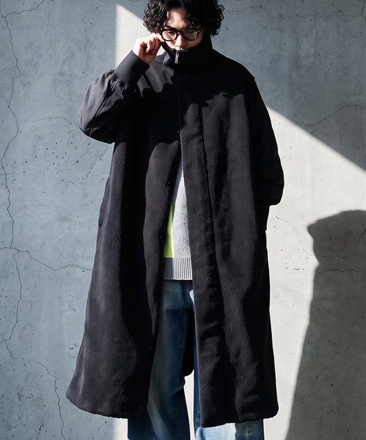Mixed-Material Docking Boa Long Coat Men’s