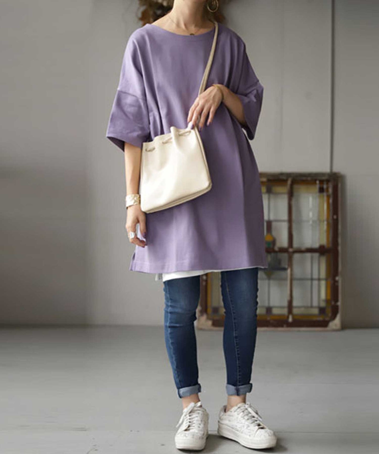 Basque fabric Ladies T -shirt Short-Sleeve Cotton 100%