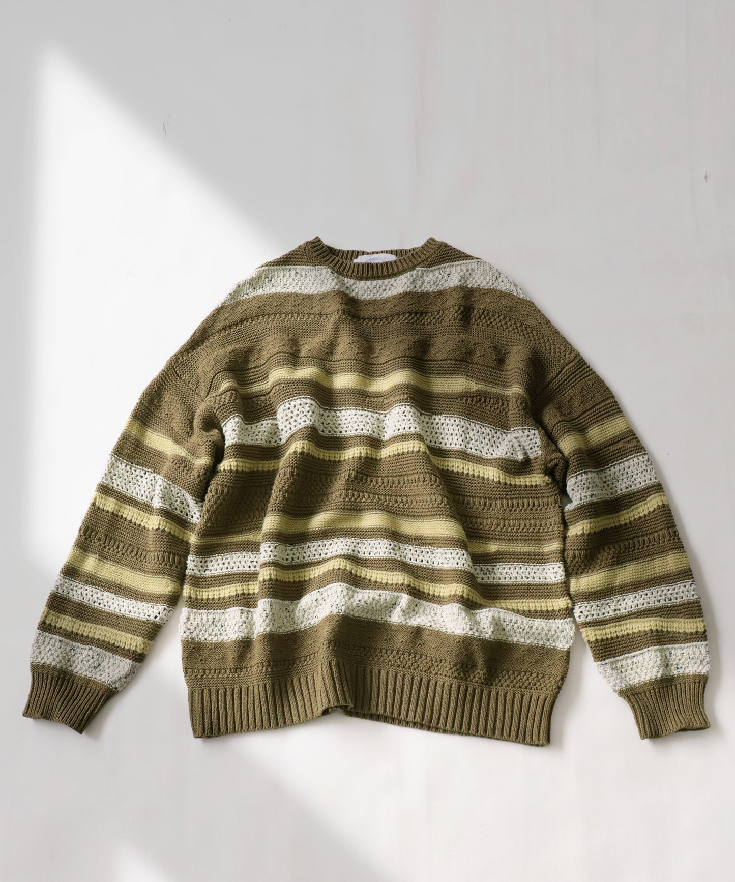 Multi garter knitting Men's sweater horizontal stripe