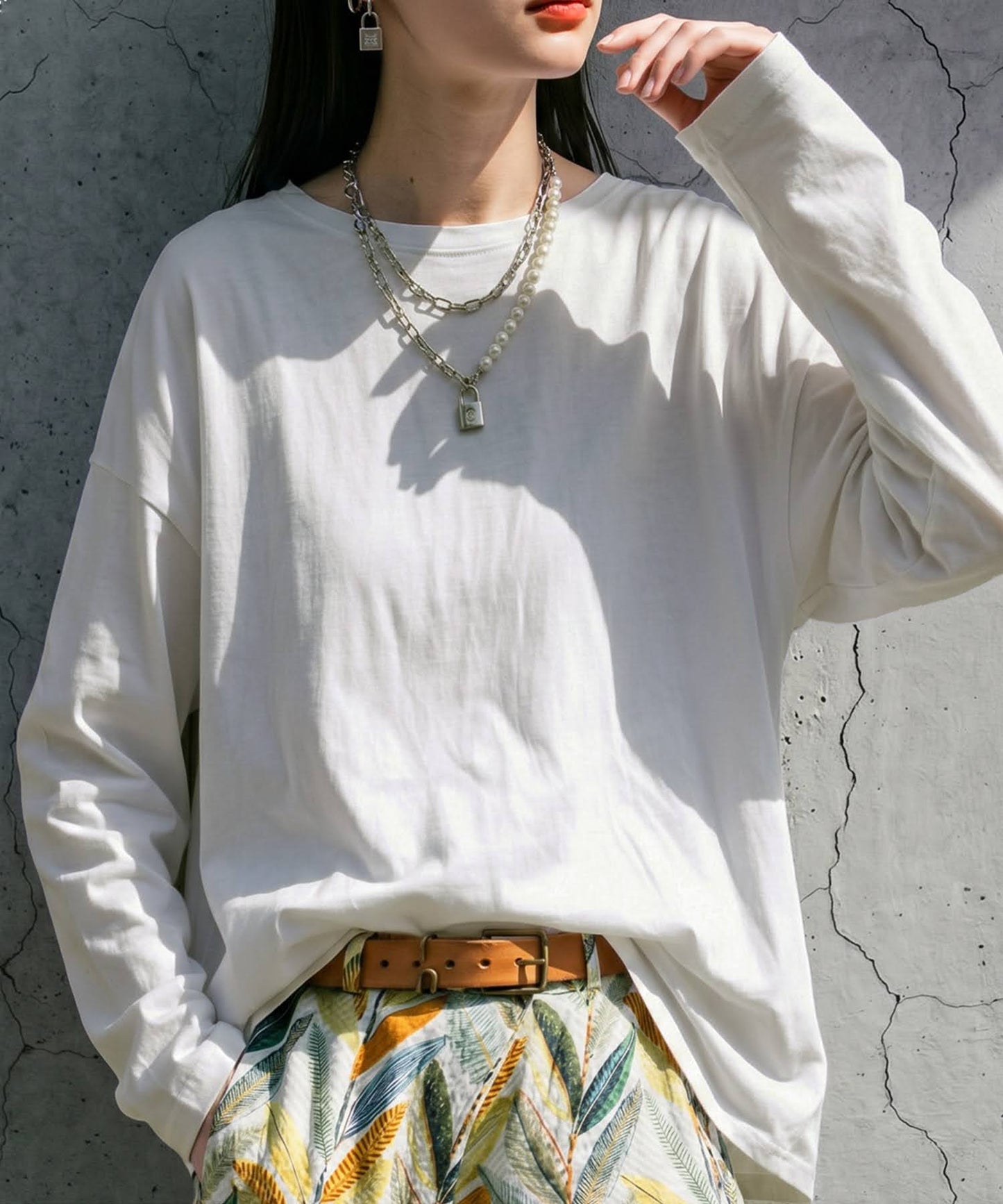 100% Cotton Plain Long-Sleeve T-Shirt Ladies