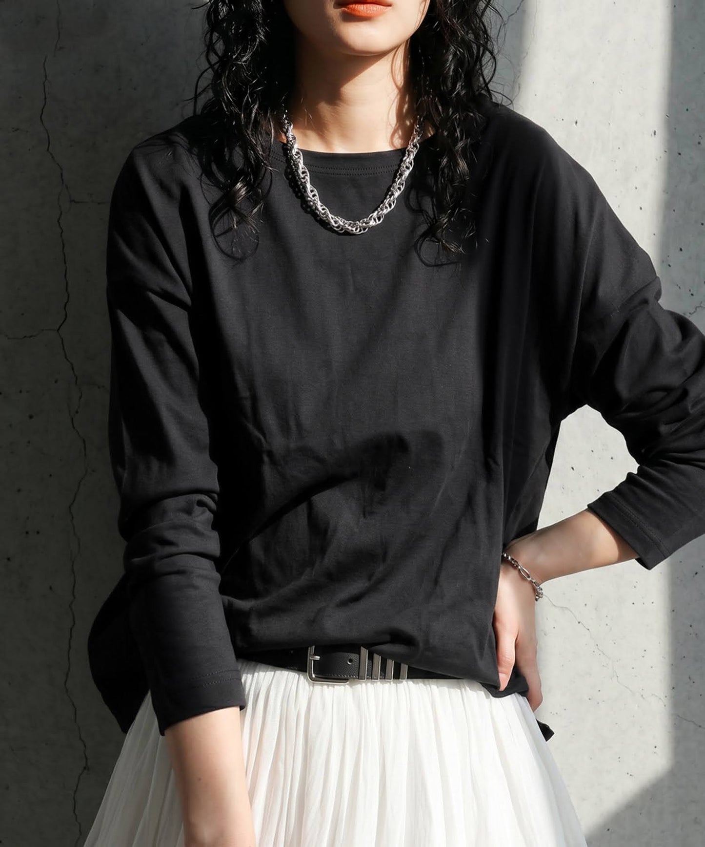 100% Cotton Plain Long-Sleeve T-Shirt Ladies