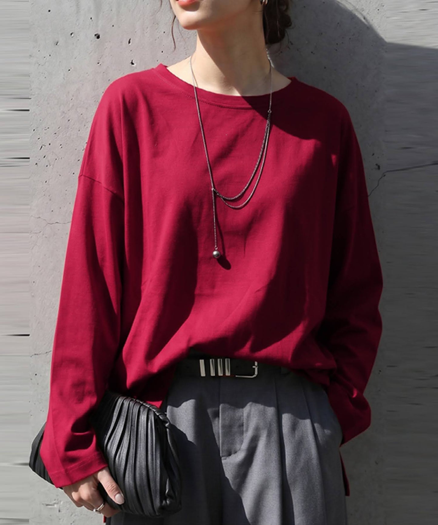 100% Cotton Plain Long-Sleeve T-Shirt Ladies