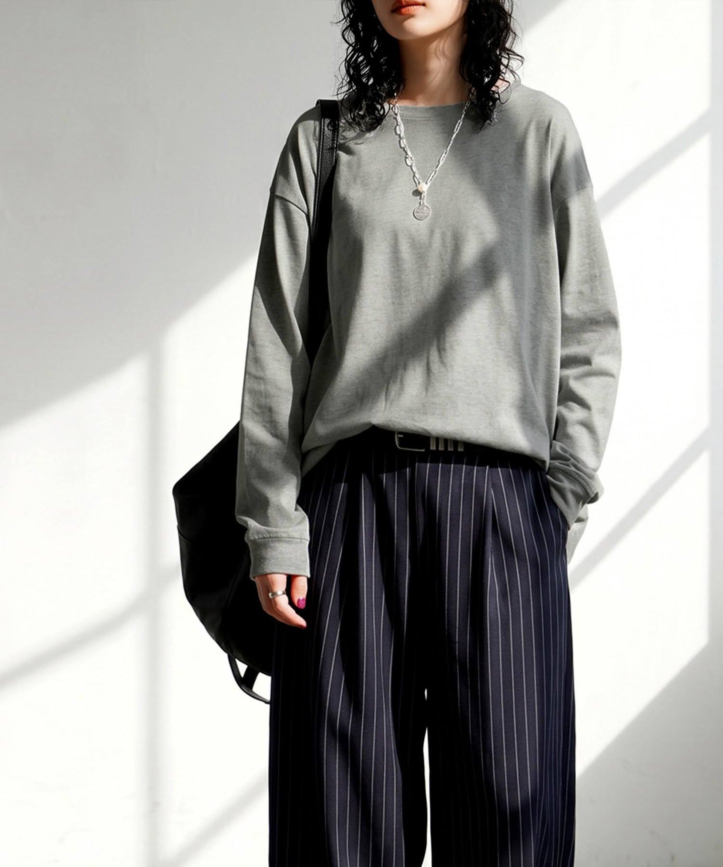 100% Cotton Plain Long-Sleeve T-Shirt Ladies