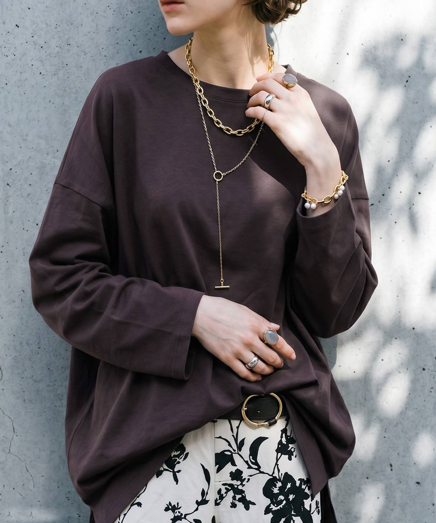 100% Cotton Plain Long-Sleeve T-Shirt Ladies