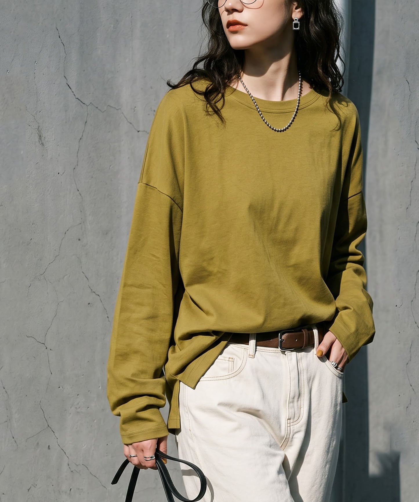100% Cotton Plain Long-Sleeve T-Shirt Ladies