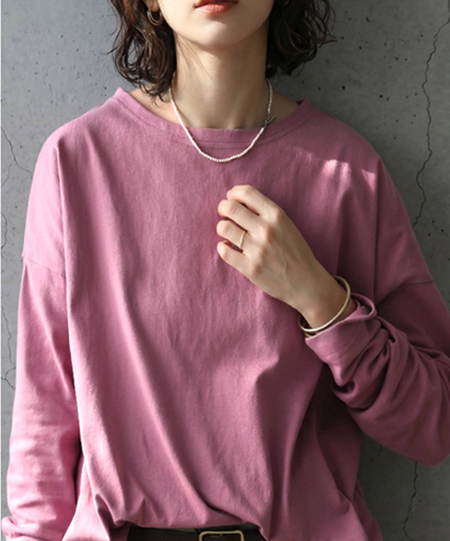 100% Cotton Plain Long-Sleeve T-Shirt Ladies