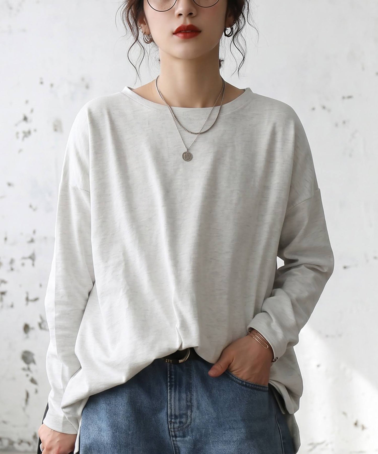 100% Cotton Plain Long-Sleeve T-Shirt Ladies