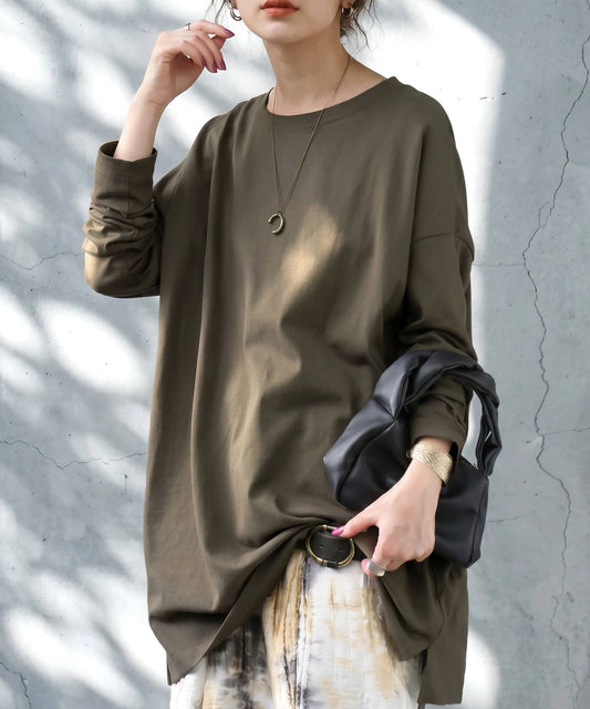 100% Cotton Plain Long-Sleeve T-Shirt Ladies