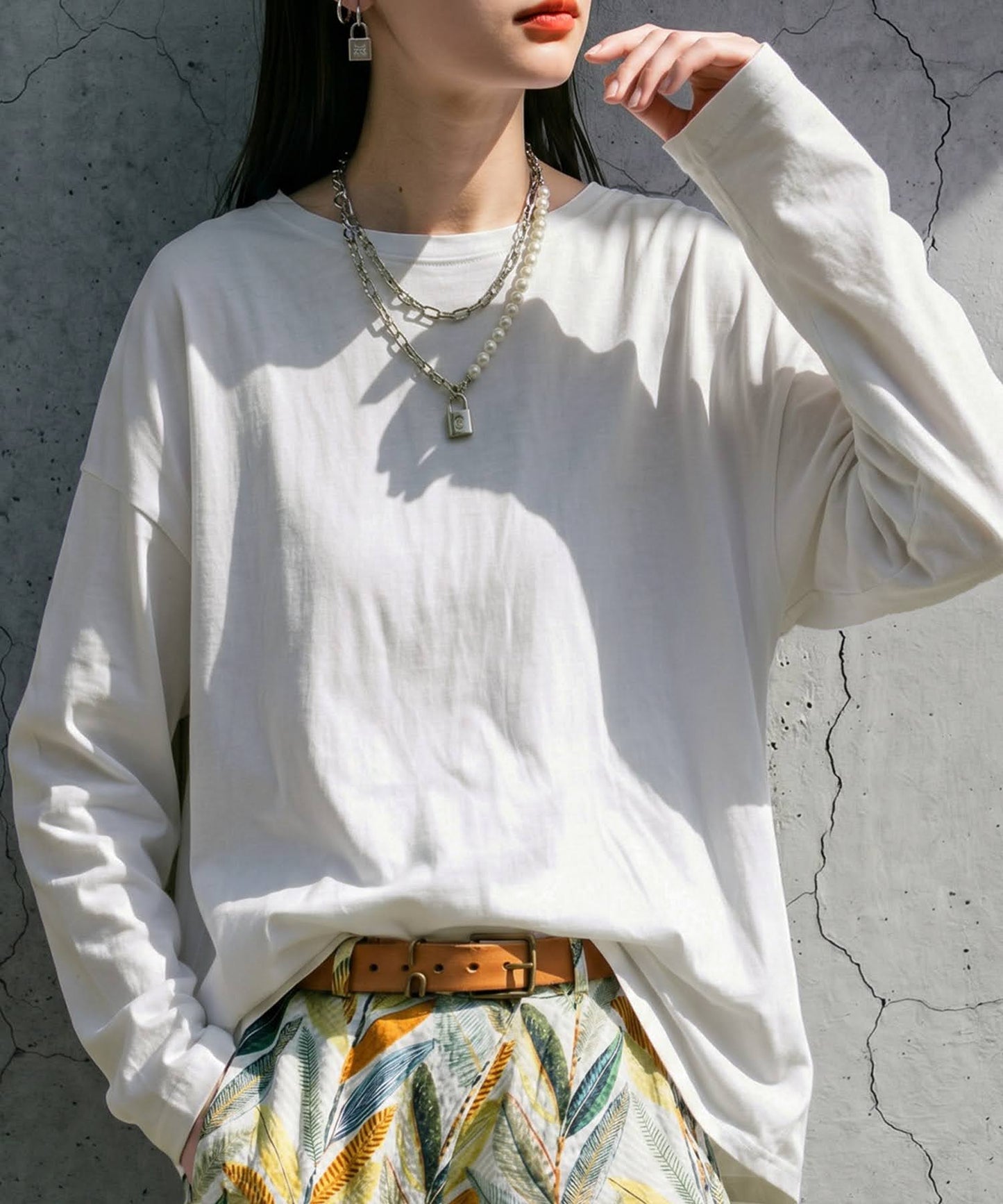 100% Cotton Plain Long-Sleeve T-Shirt Ladies