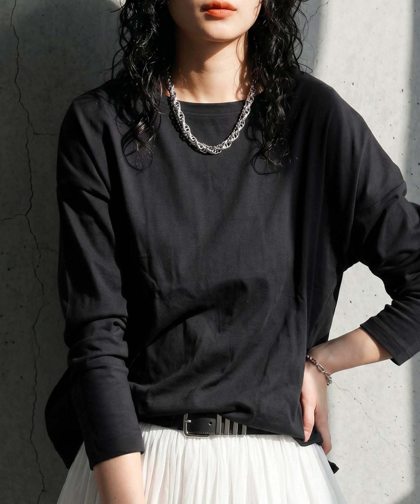 100% Cotton Plain Long-Sleeve T-Shirt Ladies