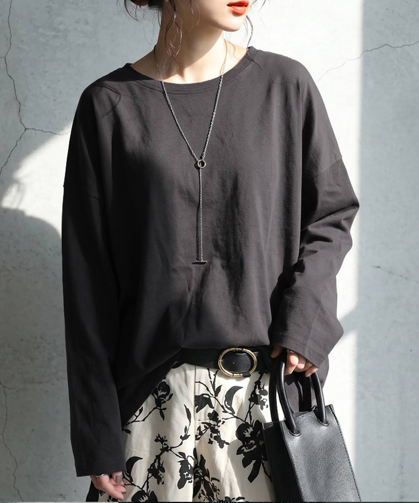 100% Cotton Plain Long-Sleeve T-Shirt Ladies