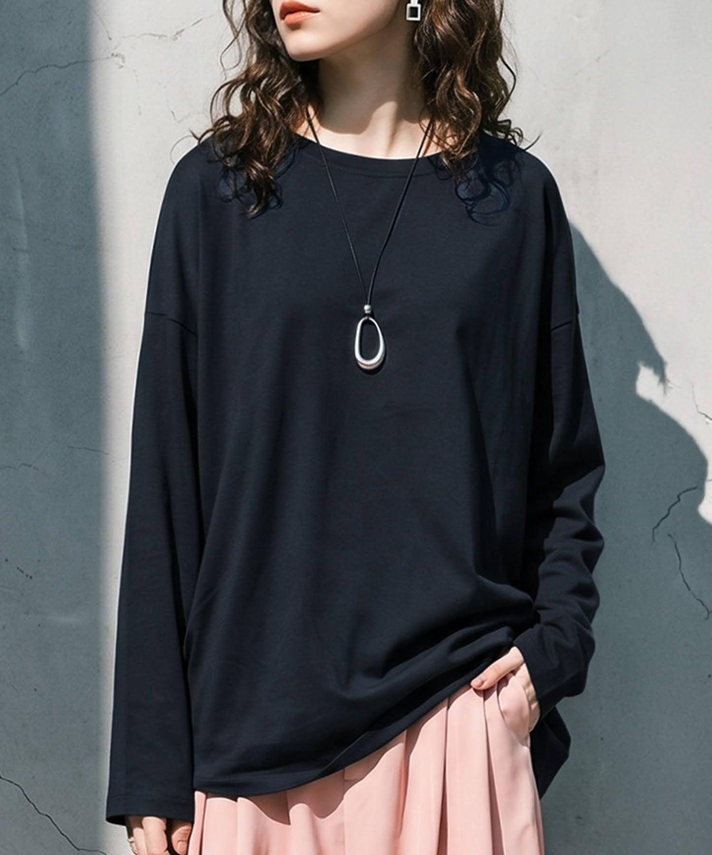 100% Cotton Plain Long-Sleeve T-Shirt Ladies