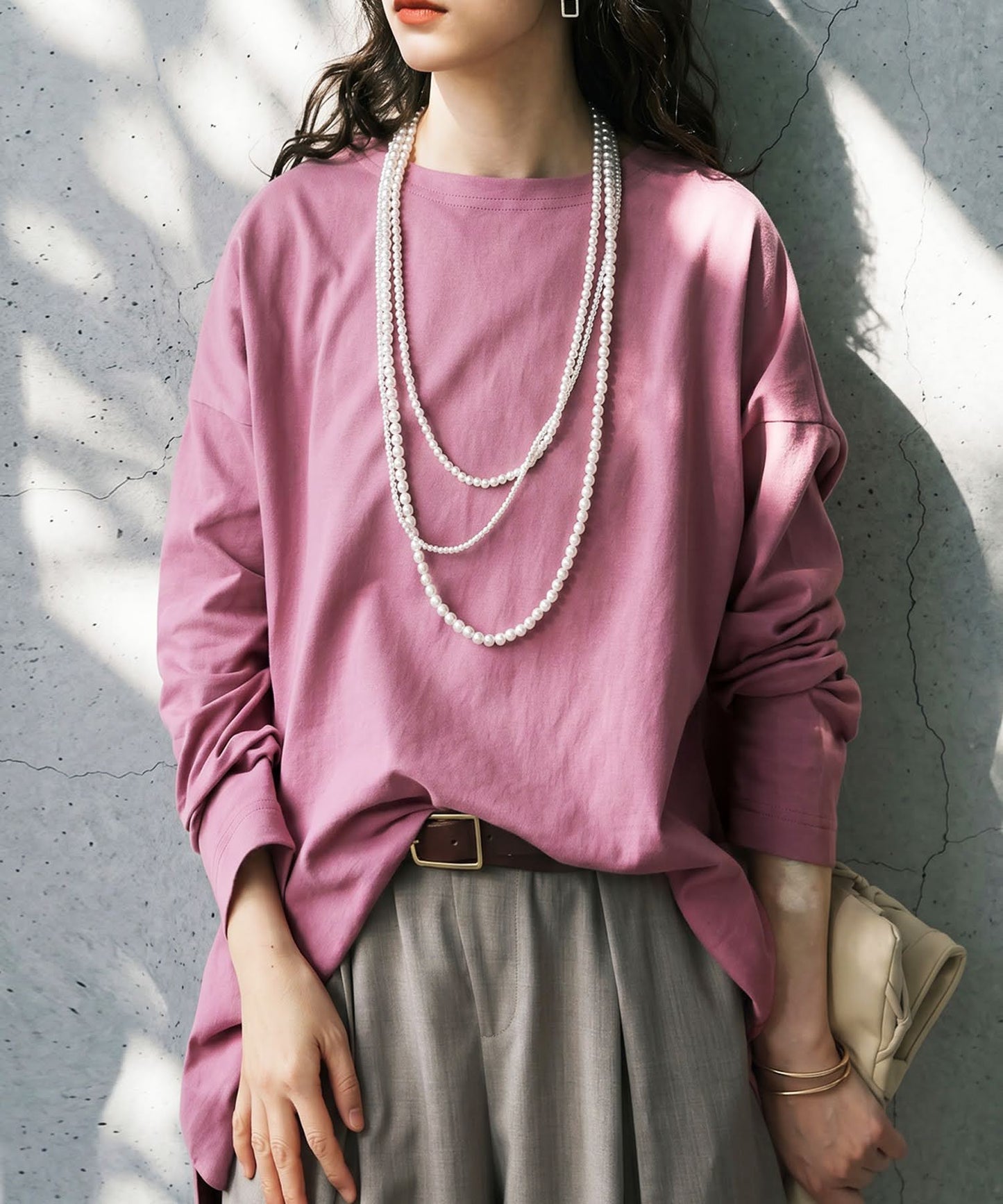 100% Cotton Plain Long-Sleeve T-Shirt Ladies