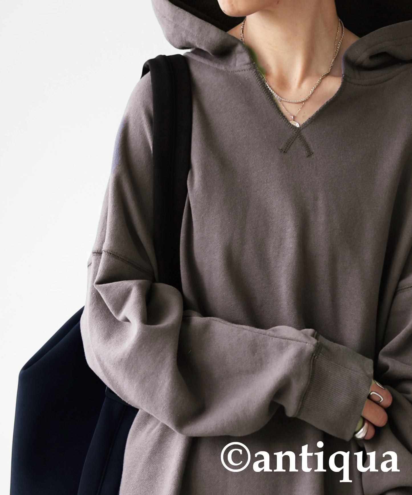 Ladies hoodie slit neck wide range of color variations