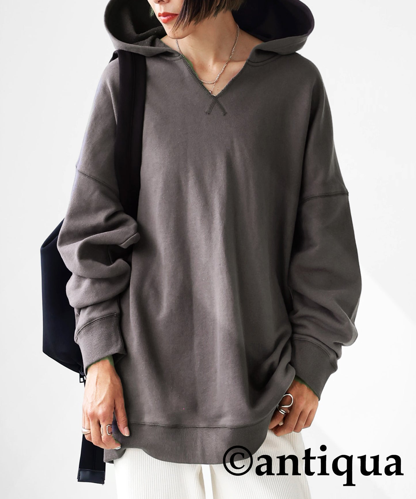 Ladies hoodie slit neck wide range of color variations