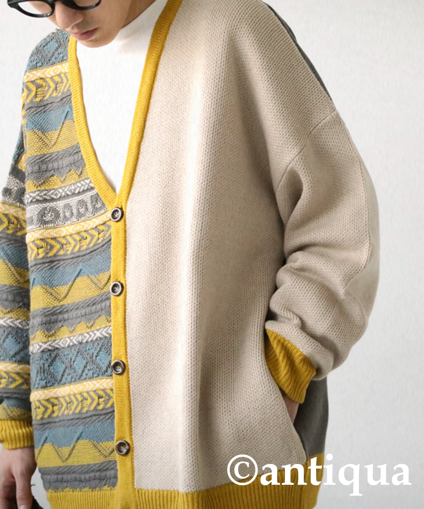 Men's knittig asymmetry cardigan