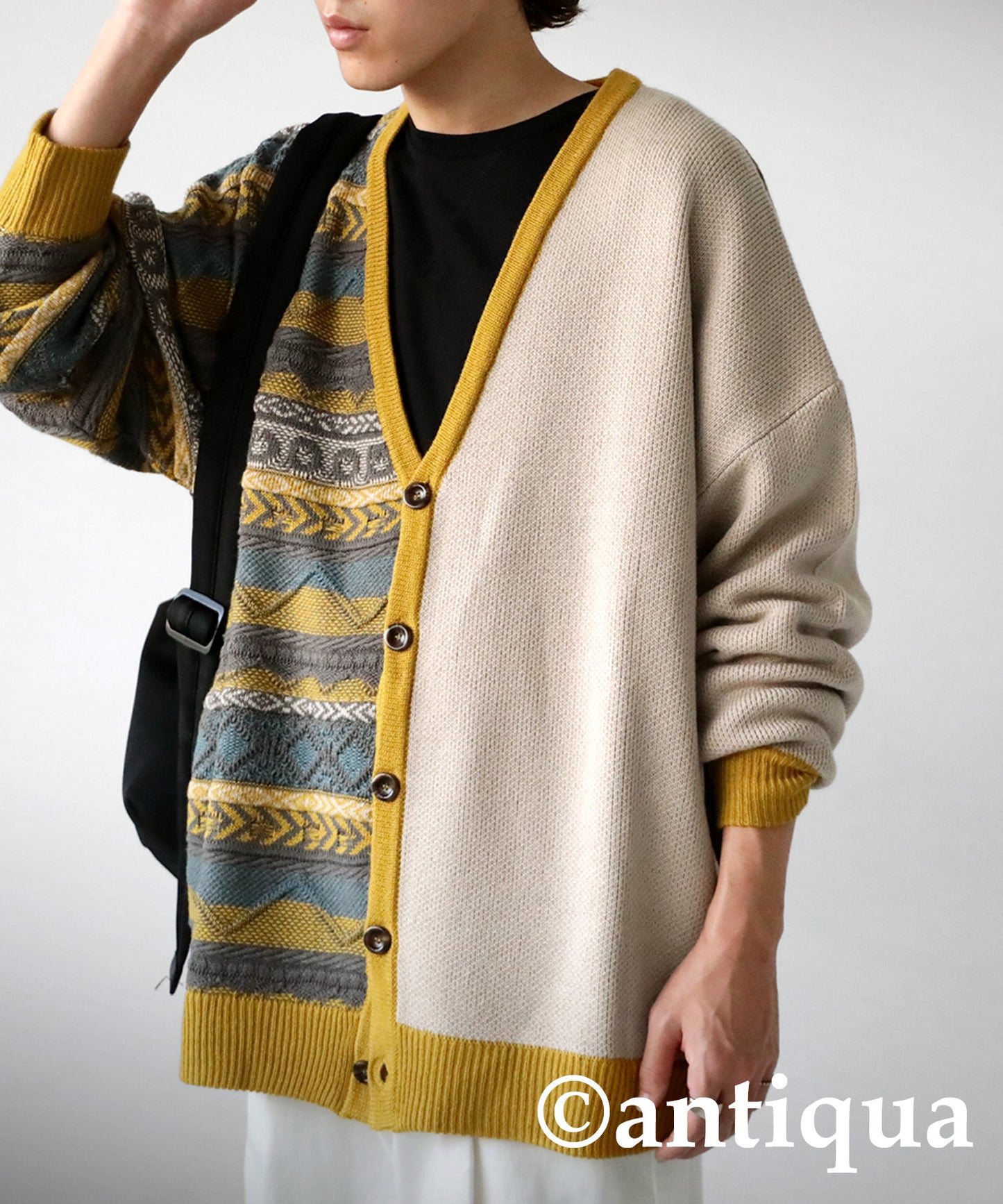 Men's knittig asymmetry cardigan