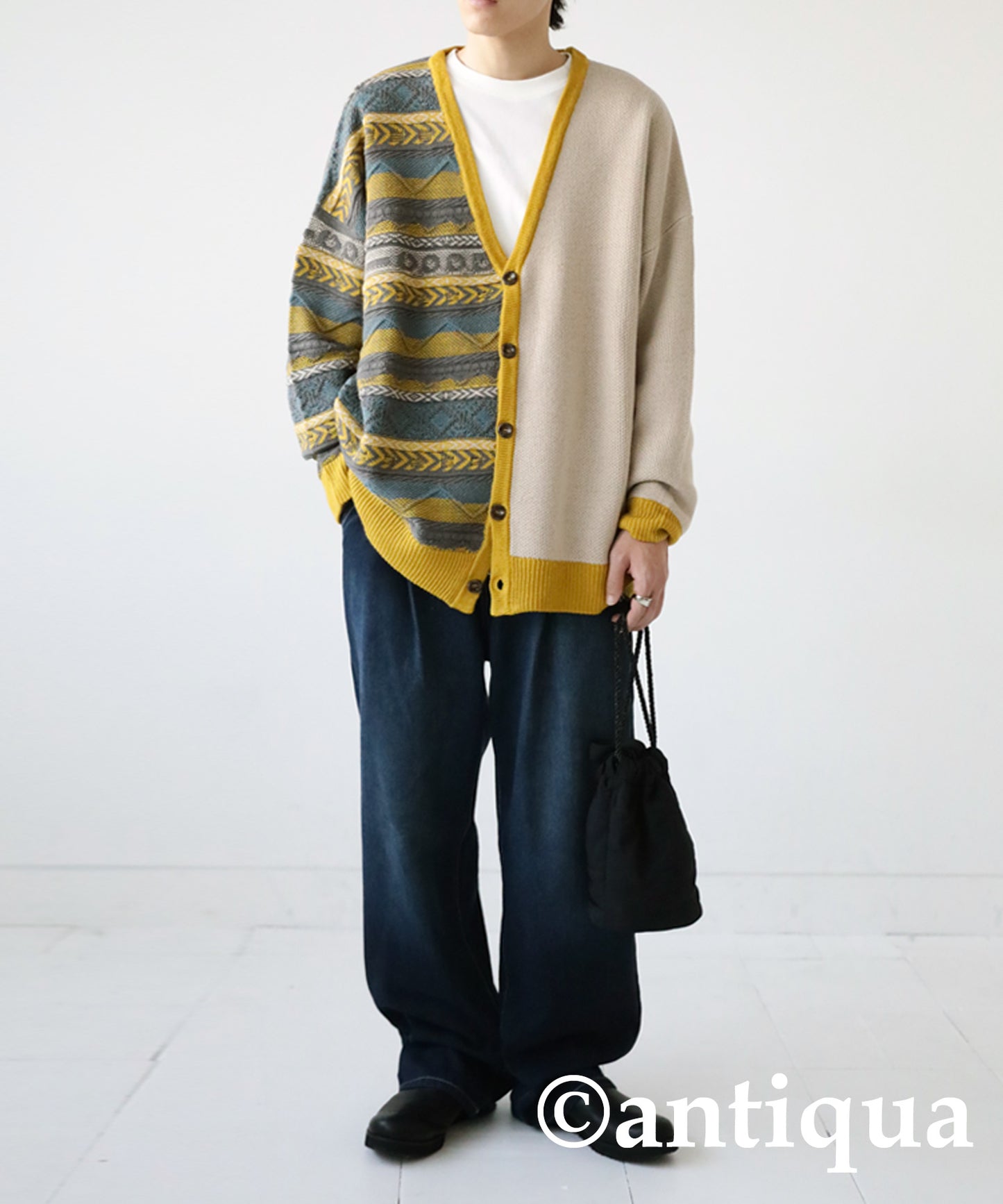 Men's knittig asymmetry cardigan