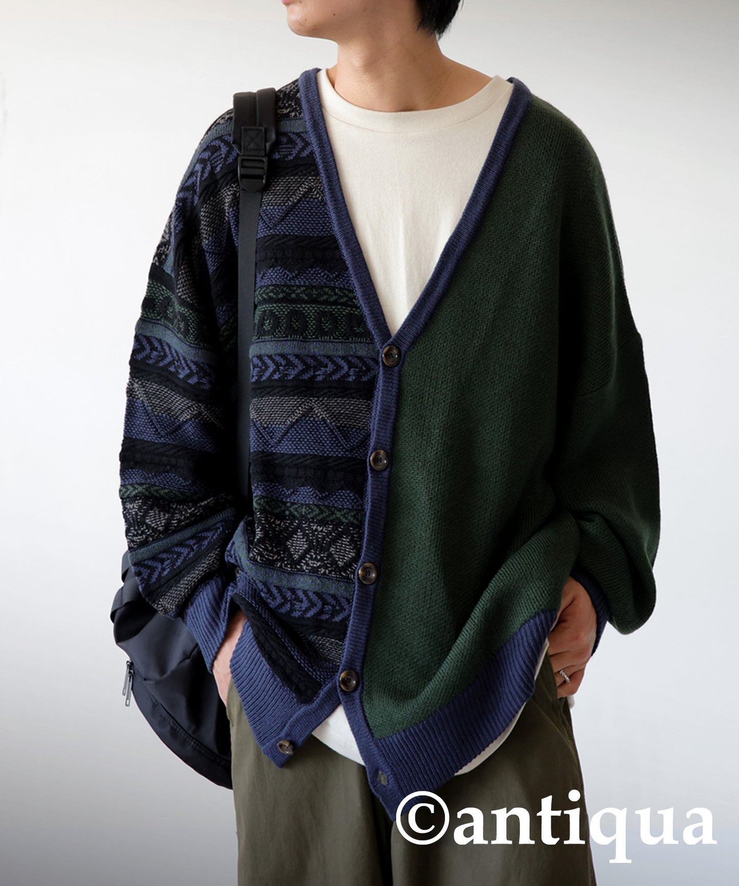 Men's knittig asymmetry cardigan