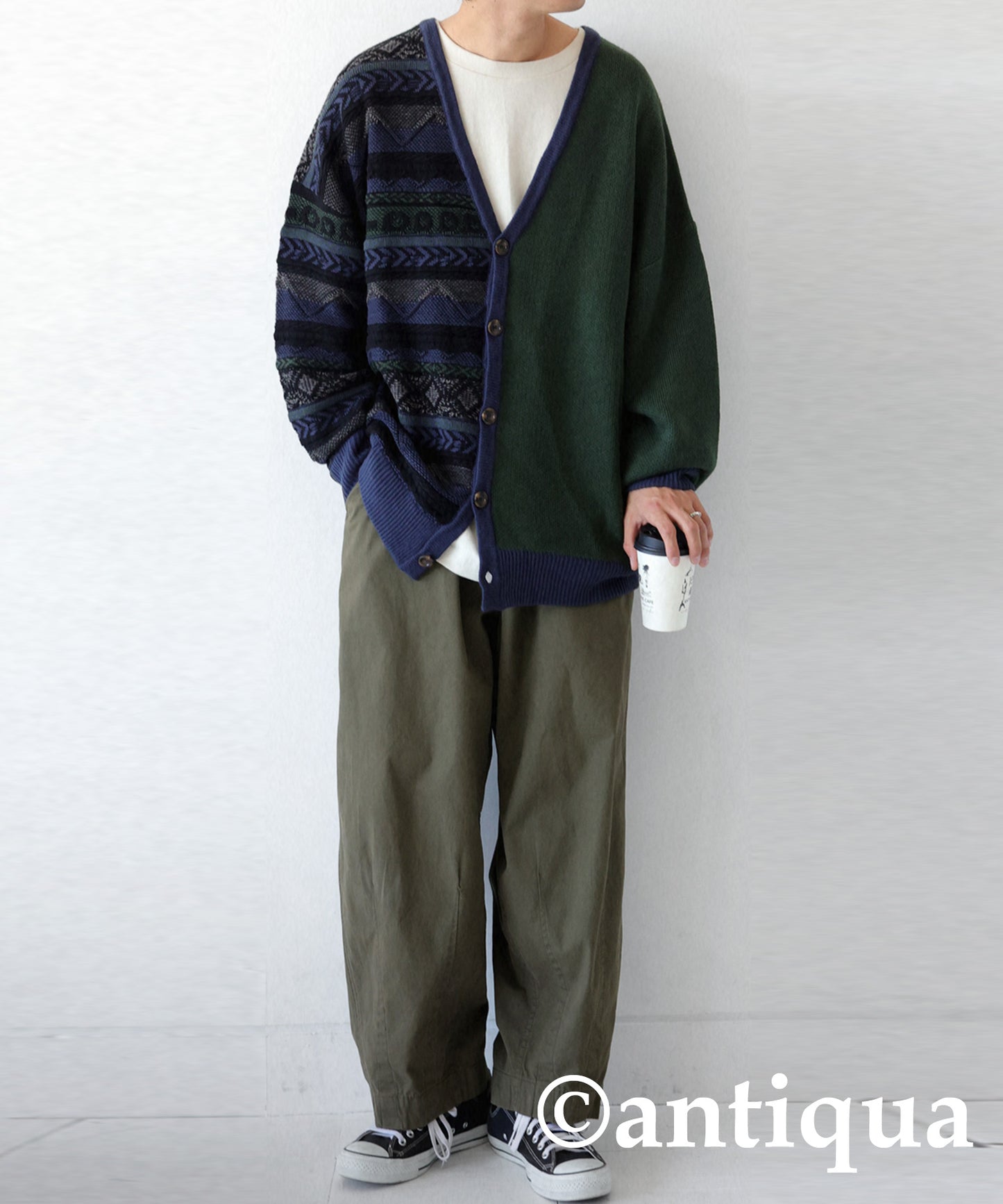 Men's knittig asymmetry cardigan