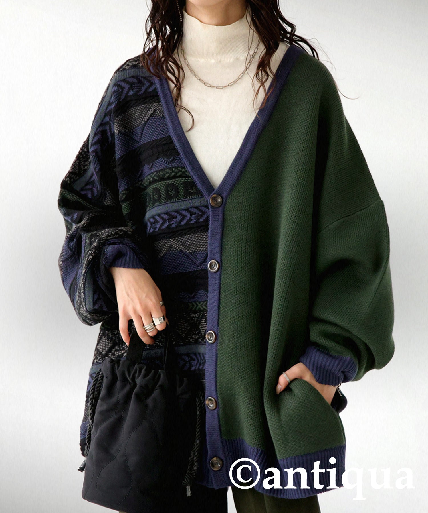 ZA-00125U Ladies knittig asymmetry cardigan – antiqua.wa