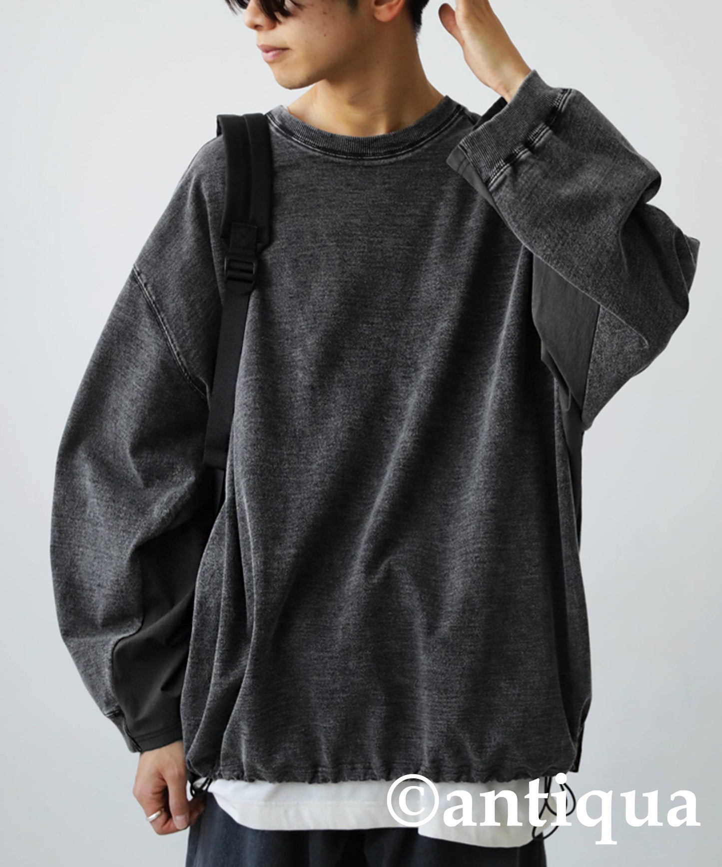 Men's switching drawstring sweatshirt