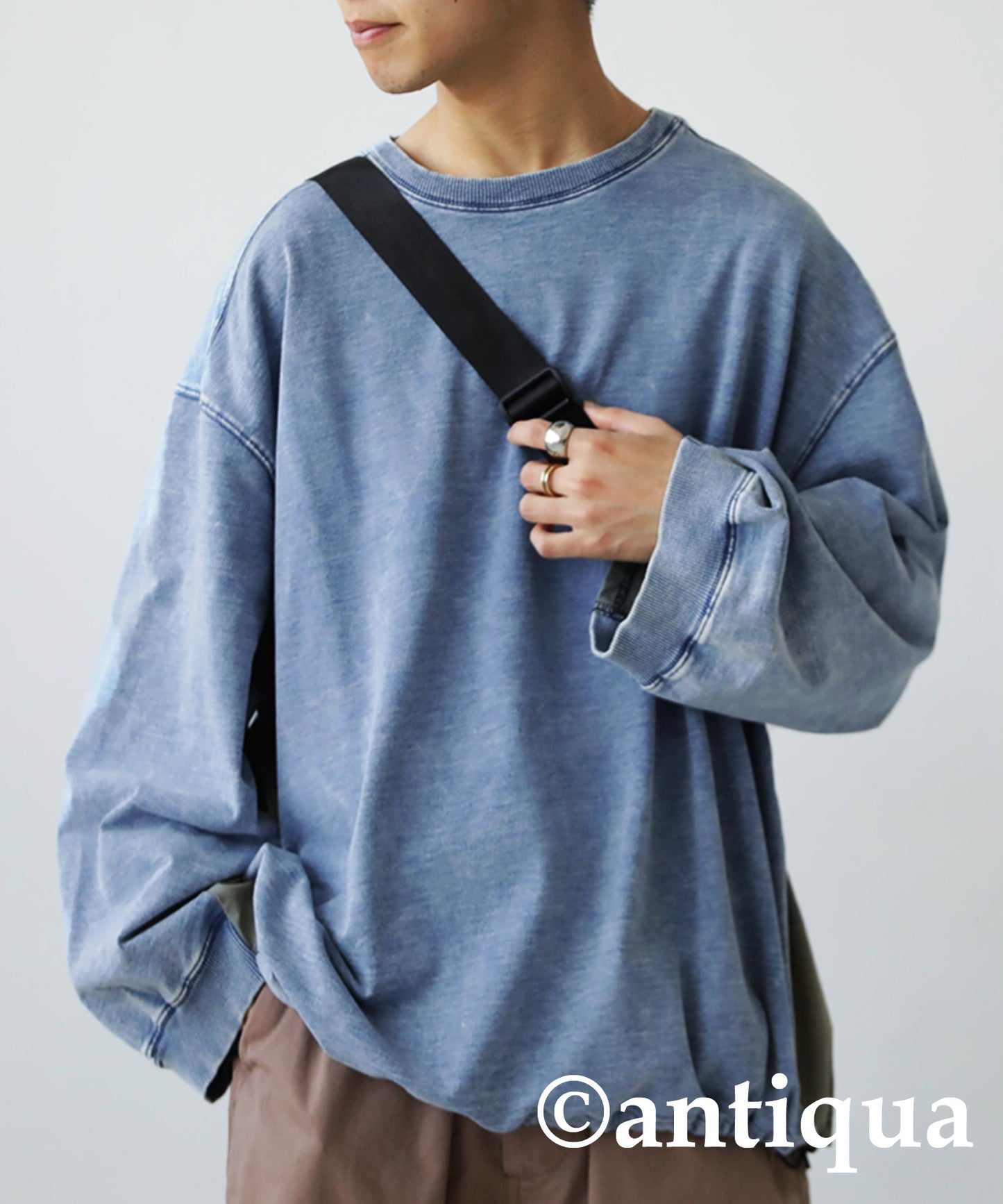 Men's switching drawstring sweatshirt