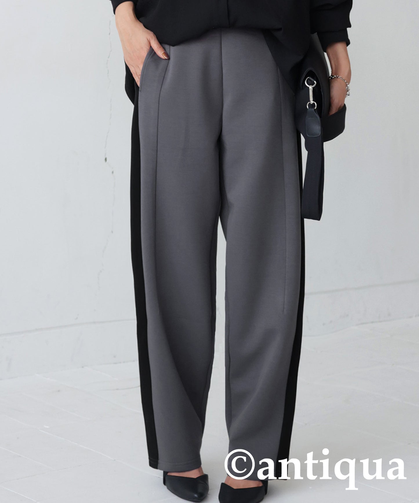 Ladies Bicolor side line Pants Ladies full-length Bottoms