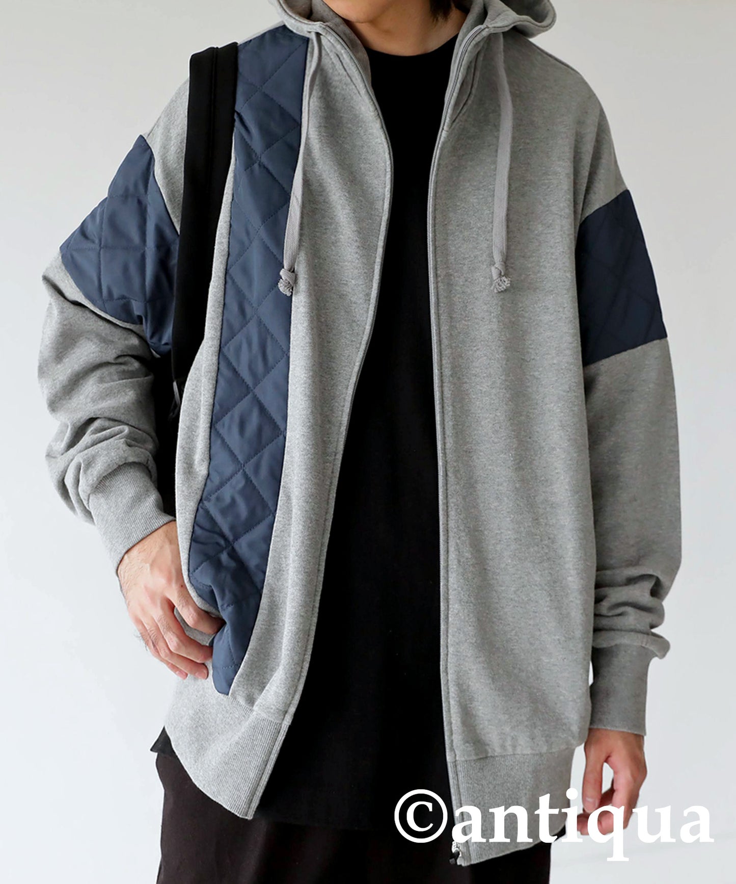 Men's quilted switching hoodie