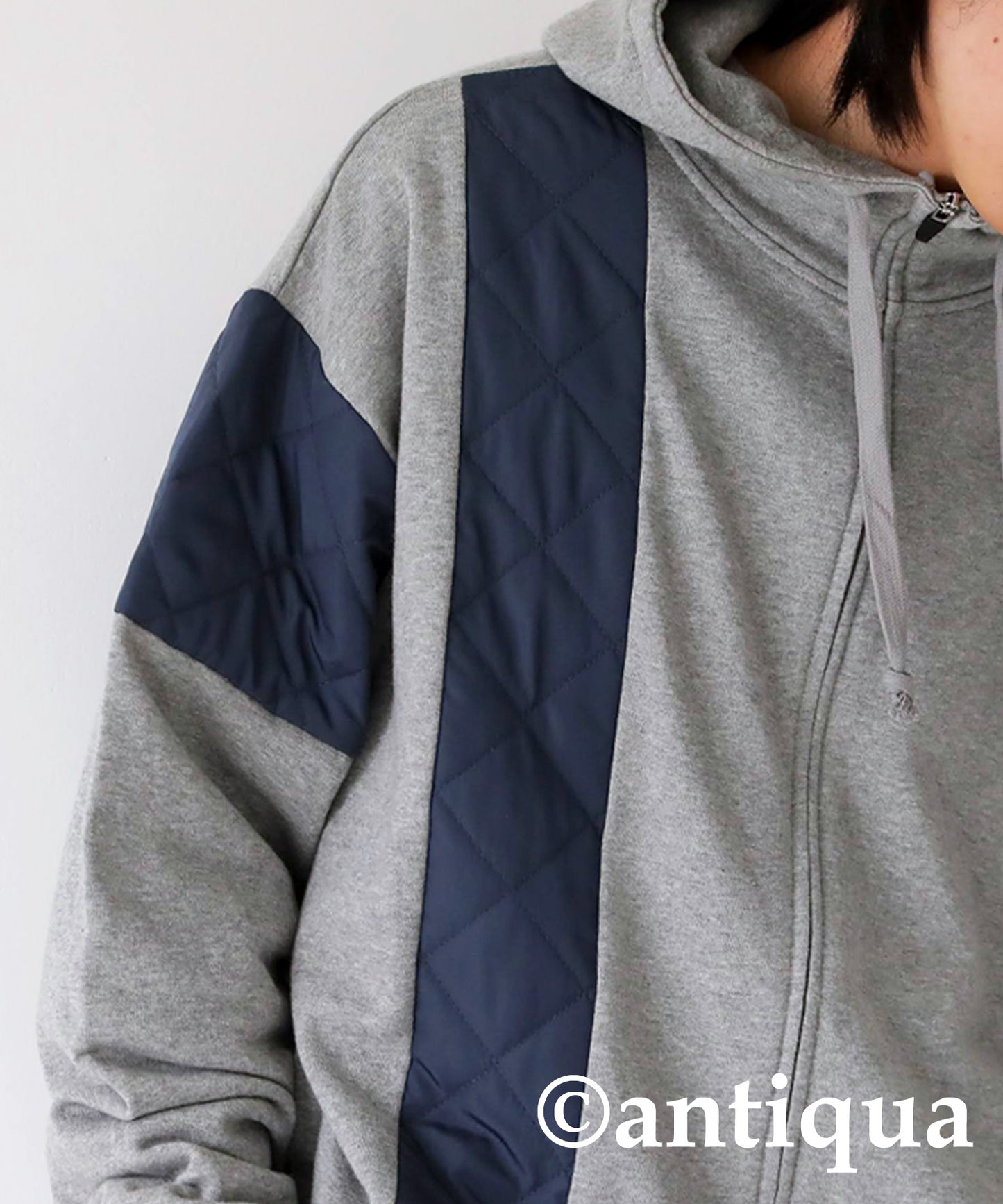 Men's quilted switching hoodie