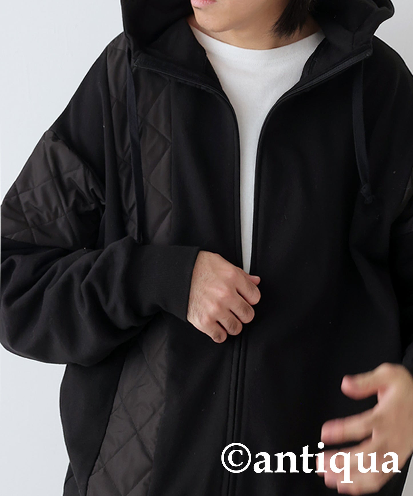 Men's quilted switching hoodie