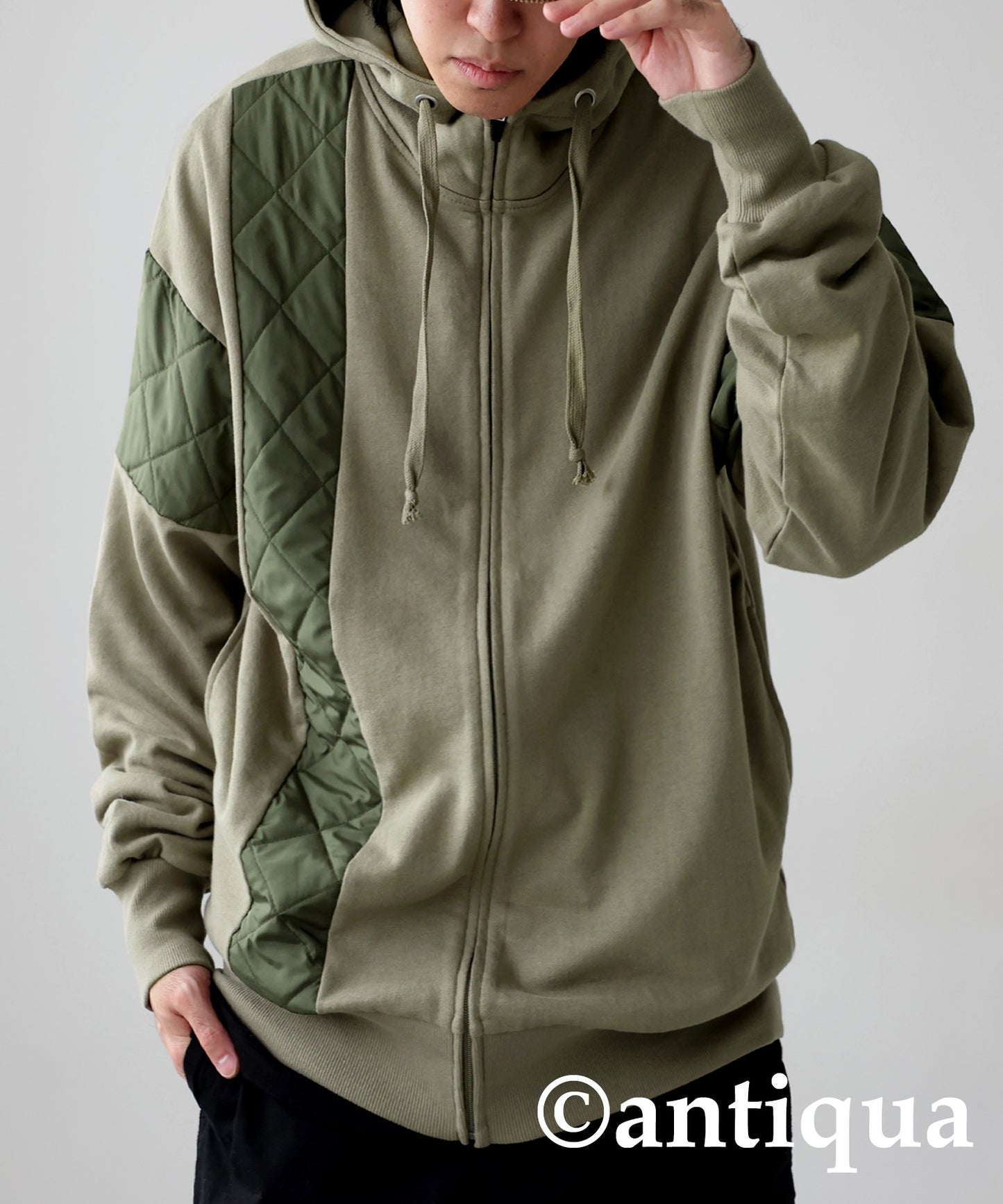 Men's quilted switching hoodie