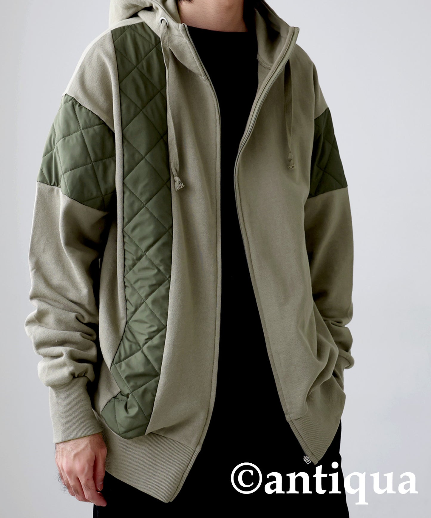 Men's quilted switching hoodie