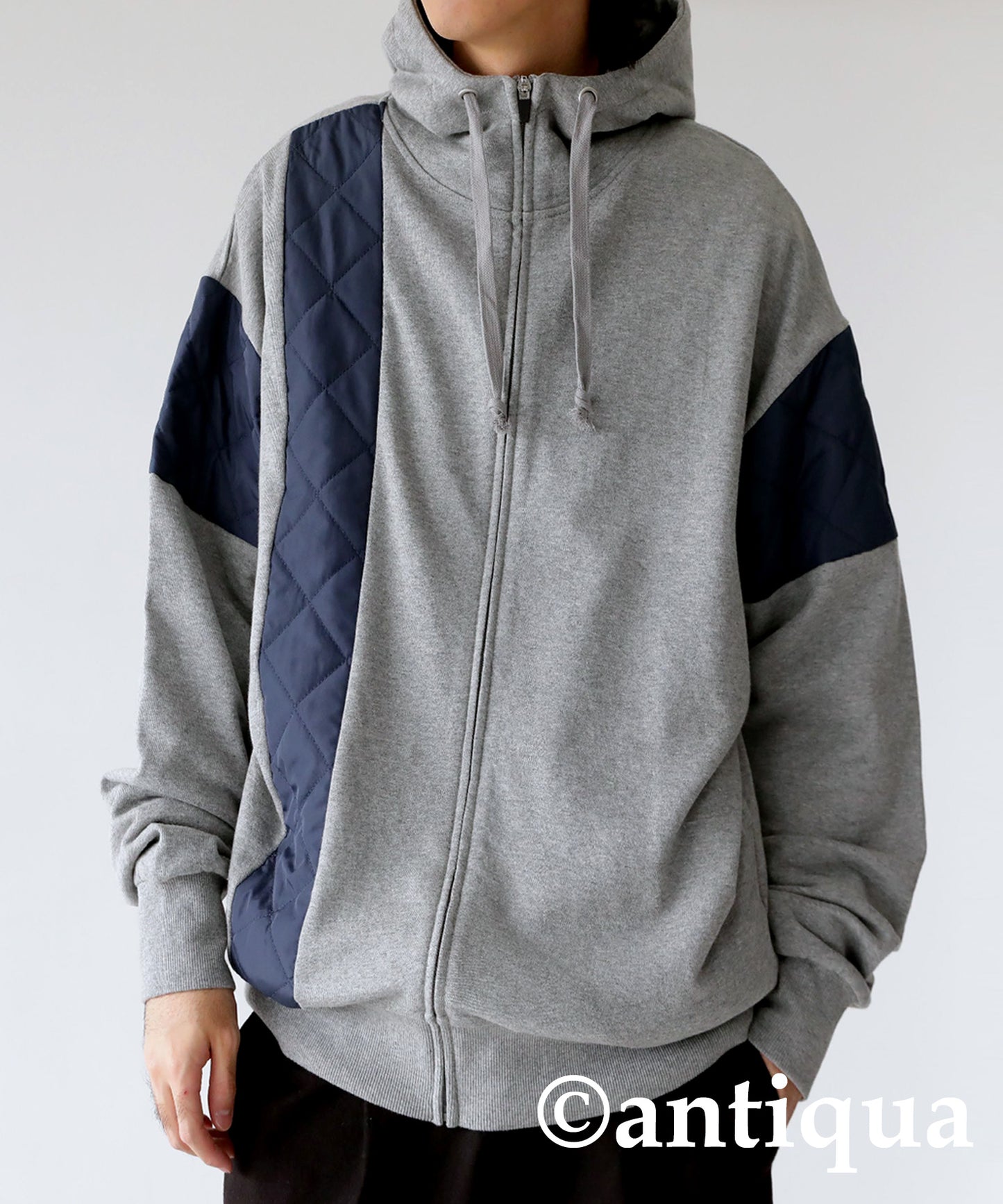 Men's quilted switching hoodie